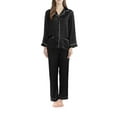 thumbnail image 1 of KelaJuan Women 2 Piece Pajama Set Satin Long Sleeve Shirt and Solid Color Pants Sleepwear Loungewear, 1 of 6