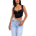 thumbnail image 1 of KelaJuan Women Basic Zipper Tank Tops Summer Cutout Backless Sleeveless Crop T-shirt Streetwear, 1 of 7
