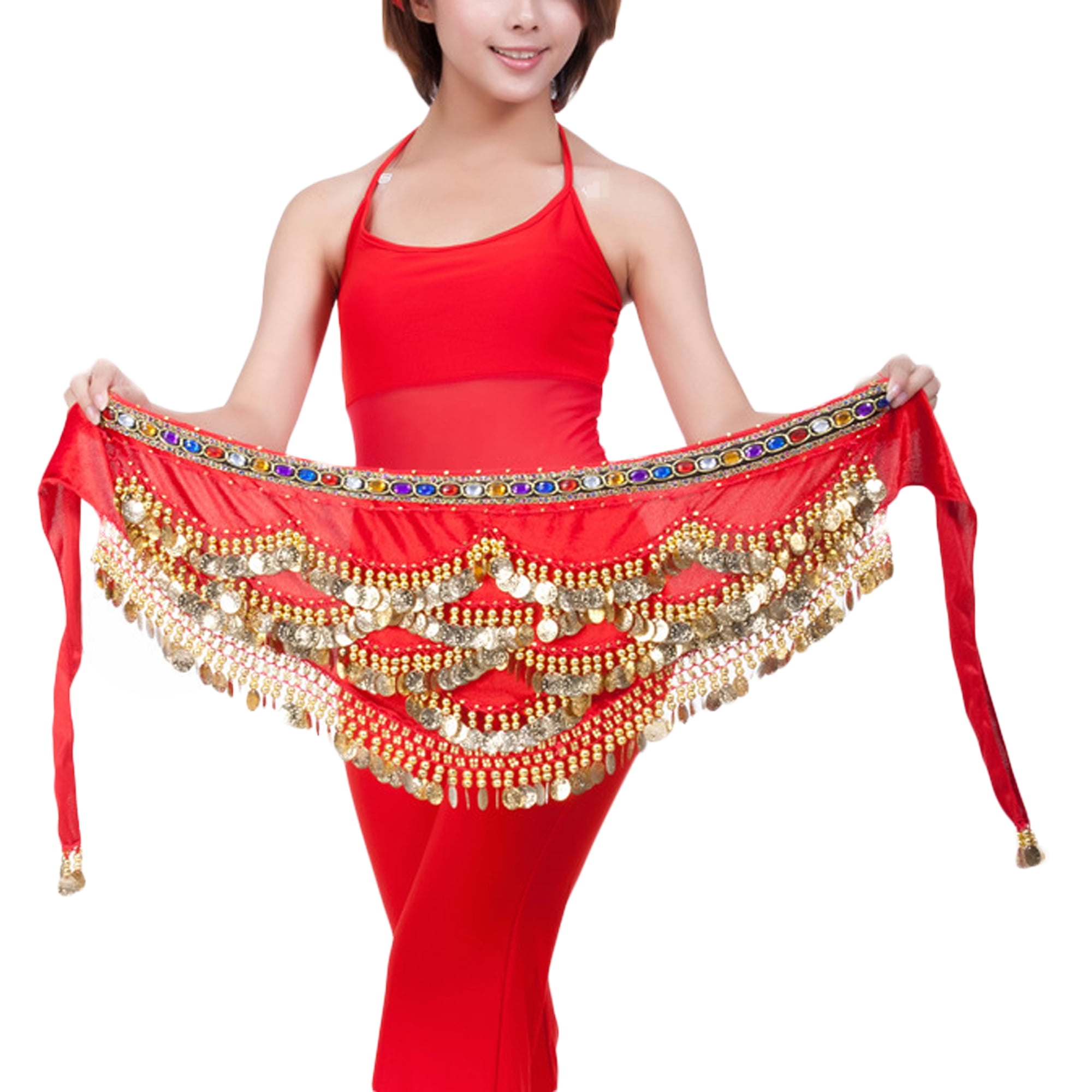 Women Belly Dance Hip Tutu Skirt Scarf Wrap Belt Glitter Sequins Tassel Hipscarf Skirts