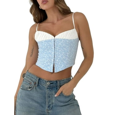 KelaJuan Women Camisoles Floral Lace Patchwork Sleeveless Backless Tank Tops Summer Vests Crop Corset Tops Streetwear