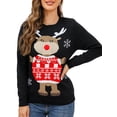 thumbnail image 1 of KelaJuan Women Christmas Sweater Winter Long Sleeve Round Neck Reindeer Pattern Loose Fit Pullover Tops, 1 of 6