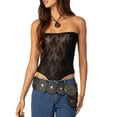 thumbnail image 1 of KelaJuan Women Lace Bodysuit, Strapless Backless See-through Summer Romper Sheer Top Clubwear, 1 of 6