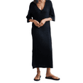 thumbnail image 1 of KelaJuan Women Long Dress, Elegant Half Sleeve V Neck Solid Loose Slit Dress Summer Knit Dress, 1 of 6