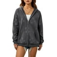 thumbnail image 1 of KelaJuan Women Long Sleeve Hoodie Jacket, Over-Size Style Star Pattern Vintage Streetwear Zipper Down Clothes, 1 of 8