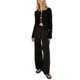 thumbnail image 1 of KelaJuan Women Ribbed Long Sleeve Tops Cutout Button up Shirt Casual Cardigan for Club Streetwear, 1 of 6