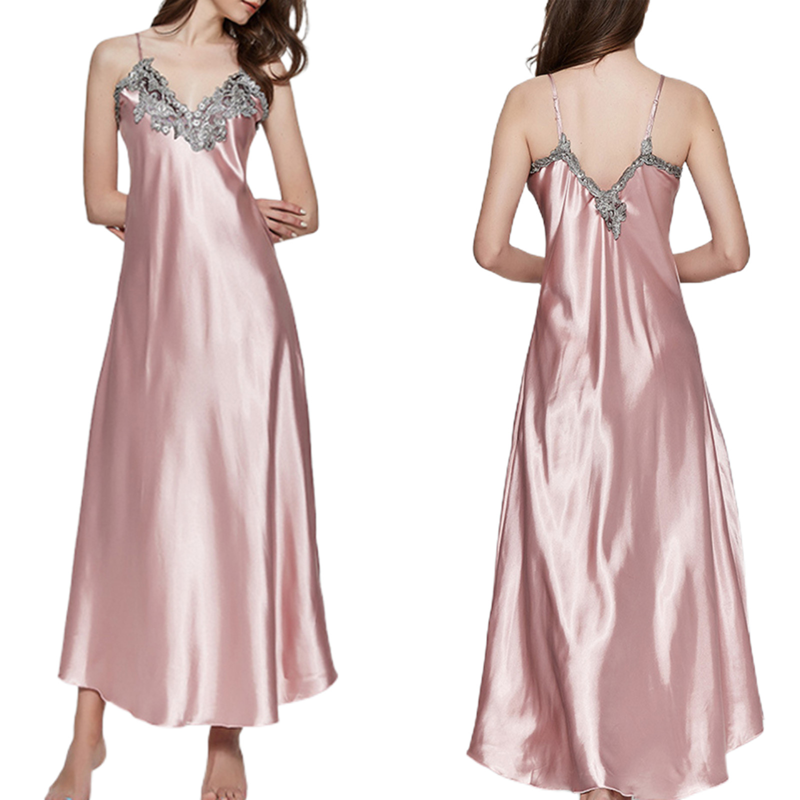 KelaJuan Women Satin Long Nightgowns Silk Lace Sexy Lingerie Sleeveless KelaJuan Women Satin Long Nightgowns Silk Lace Sexy Lingerie Sleeveless