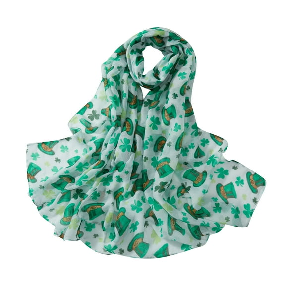 KelaJuan Women Scarf, Elegant Shamrock Print Long Scarf Fashion Accessories for Holiday Party