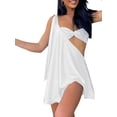 thumbnail image 1 of KelaJuan Women Summer Casual Mini Dress Solid Color One Shoulder Wrap Chest Hollow-Out Dress Fashion Temperament Dress, 1 of 9