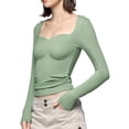 thumbnail image 1 of KelaJuan Women T-shirt, Long Sleeve Solid Color Slim Fit Ladies Fall Tops Streetwear for Casual Daily, 1 of 6