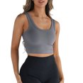 thumbnail image 1 of KelaJuan Women Tank Tops Solid Color Ribbed Crew Neck Vests Summer Slim Fit Sleeveless Cropped Tops Streetwear, 1 of 6
