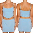 thumbnail image 1 of KelaJuan Women Tops Skirt Suit, Sleeveless Off Shoulder Vest Sling Crop Shirt + Short Skirt Outfit, 1 of 6