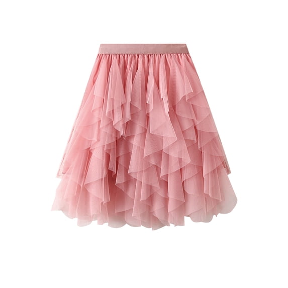 KelaJuan Women Tulle Tutu Skirt Solid Color Elastic Layered Mesh Fairy A-Line Skirt for Beach Party Streetwear