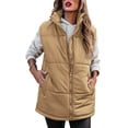 thumbnail image 1 of KelaJuan Women Winter Quilted Vest Casual Sleeveless Zipper Closure Stand Collar Solid Color Waistcoat Winter Warm Outwear, 1 of 6