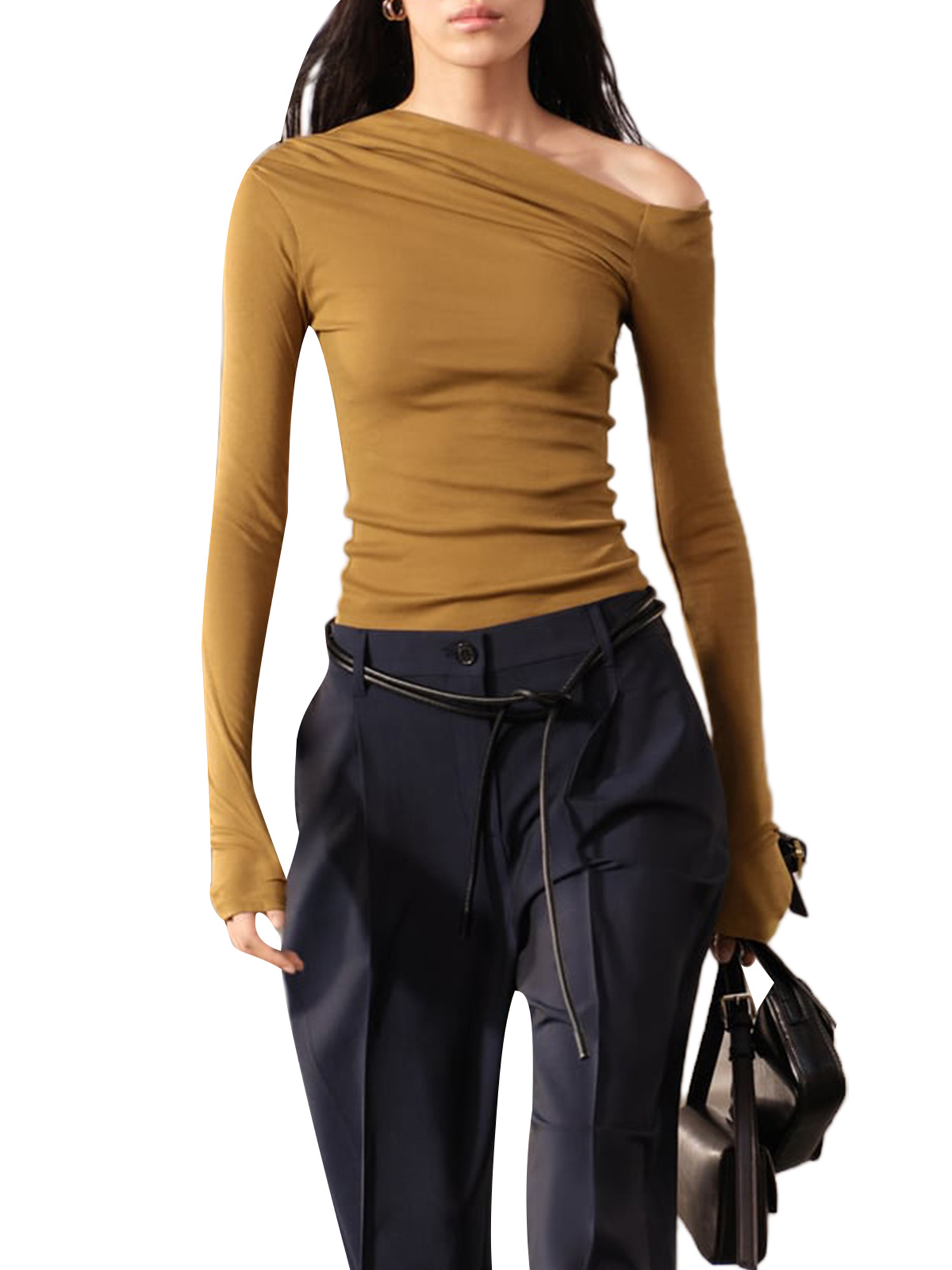 TAVIMART  -  Sexy Off Shoulder Slim Fit Print Long Sleeve Tops Women+ Y2k E-Girl Hight Waist Shorts Early Autumn New Two Piece Sets