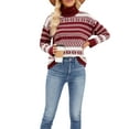 thumbnail image 1 of KelaJuan Women's Geometric Print Sweaters Long Sleeve Turtleneck Oversized Pullovers Casual Knit Tops, 1 of 6