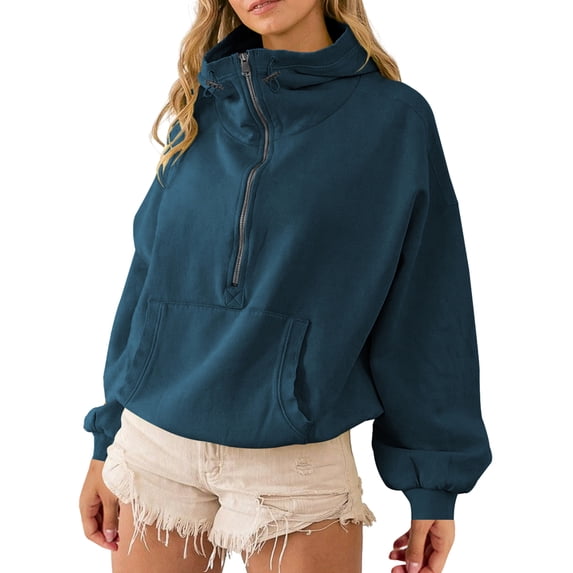 KelaJuan Women’s Half Zip Hoodies Casual Long Sleeve Front Pocket Sweatshirts Pullover Tops Fall Outfit