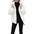 thumbnail image 1 of KelaJuan Women's Lightweight Down Puffer Coat, Letter Print Stand Collar Long Sleeve Zip Windproof Warm Jacket, 1 of 6