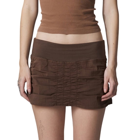 KelaJuan Women's Mini Skirt Slim Low Waist Ruched Cargo Skirt Trendy Summer Elastic Waist Short Skirt for Party Club Night