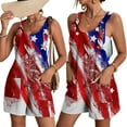 thumbnail image 1 of KelaJuan Women's Shorts Jumpsuit Star Stripe Printed Sleeveless U-neck Wide Leg Playsuit for Independence Day, 1 of 6