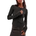 thumbnail image 1 of KelaJuan Women's Solid Color Knit Tops Long Sleeve Round Neck Raw Hem T-Shirts Blouses Fall Sweaters, 1 of 6