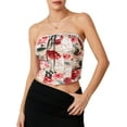 thumbnail image 1 of KelaJuan Women’s Strapless Tops Floral Print Lace Trim Off Shoulder Slim Tank Tops for Summer, 1 of 6