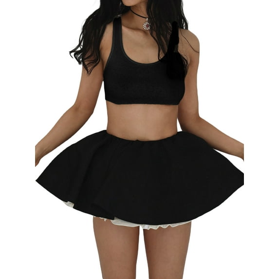 KelaJuan Women's Summer 2PCS Outfit Sets Long Sleeve Off Shoulder Crop Tops + Solid Color Skirt