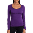 thumbnail image 1 of KelaJuan Women's Summer Slim Basic Tops Solid Color T-Shirt Long Sleeve Scoop Neck Casual Blouse, 1 of 6