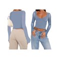 thumbnail image 1 of KelaJuan Women's Sweetheart Neck Cropped Tops Solid Color Sheer Mesh Long Sleeve Shirts Streetwear, 1 of 5