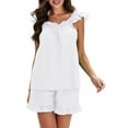 thumbnail image 1 of KelaJuan Womenacute;s Summer 2PCS Pajamas Sets Sleeveless Backless Sling Vest + Solid Color Ruffle Shorts, 1 of 6