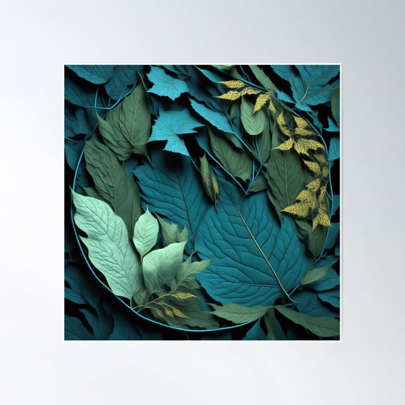 Keleidoscope_Of_Forest_Leaves Poster Wall Art, Modern Wall Decor, 16x16 UNFRAMED