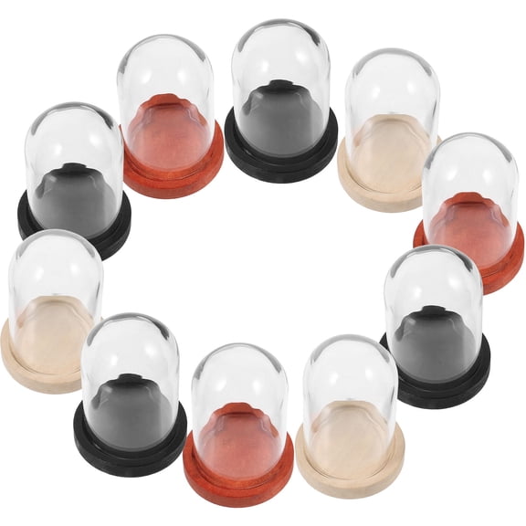 Kelingqi 10-Pack Mini Glass Dome Display Cases with Tray, Clear Glass Cloche for Preserved Flowers and Plant Decoration