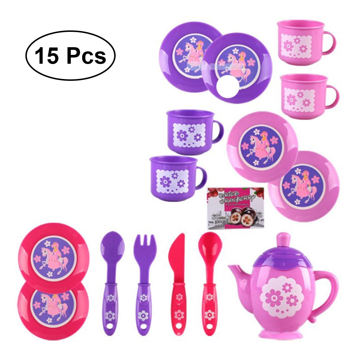 Kelingqi 15Pcs Tea Set Playset Pretend Play Toy Set Mini Tea Things for ...