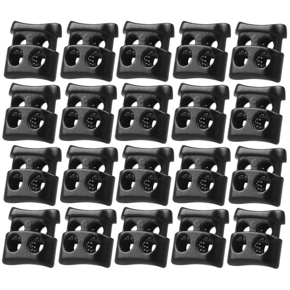 Kelingqi 5 Sets Cord Locks with Double Holes Universal Adjustable Clamp Plastic Toggle Drawstring Stop Slider (10pcs/Set)