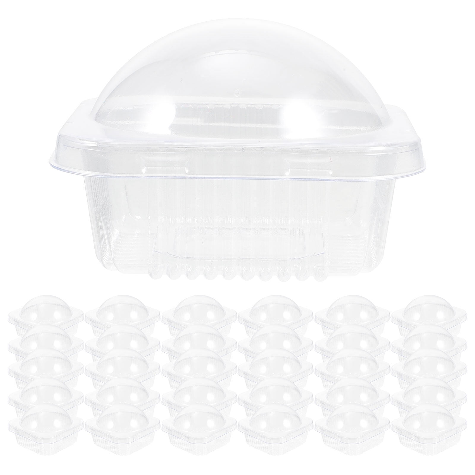 Kelingqi 50 Pcs Sweetmeats Package Boxes Clear Reusable Plastic Cupcake ...