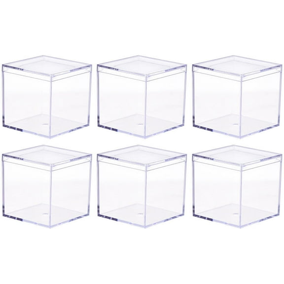 Kelingqi 6 Pcs Square Candy Boxes Transparent Acrylic Packing Box Food Storage Box