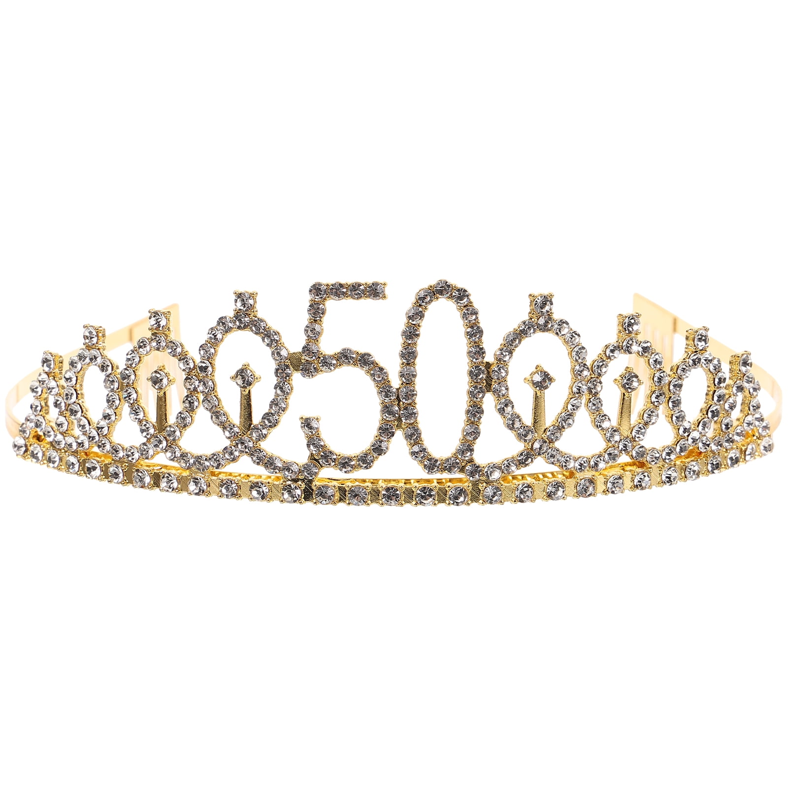 Kelingqi Girl's 50th Birthday Tiara Crystal Rhinestone Birthday Tiara ...