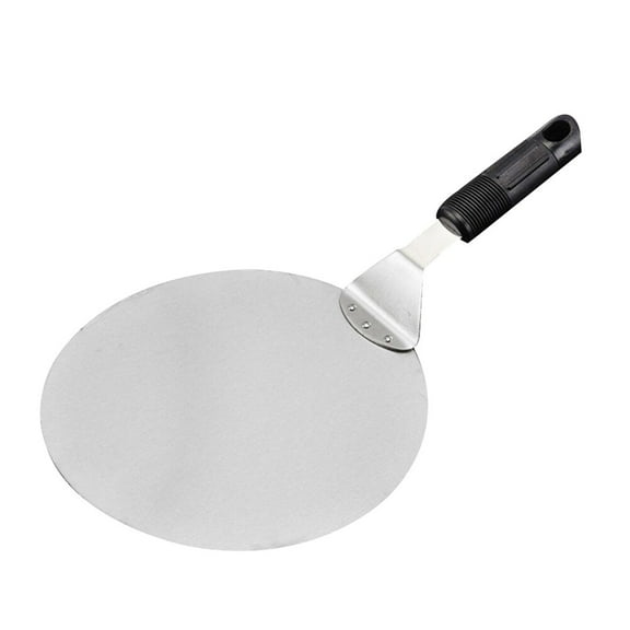 Kelingqi Stainless Steel Pizza Transfer Shovel Round Cake Spatula Lifter Pizza Server Kitchen Tool with Plastic Black Handle for Daily Use