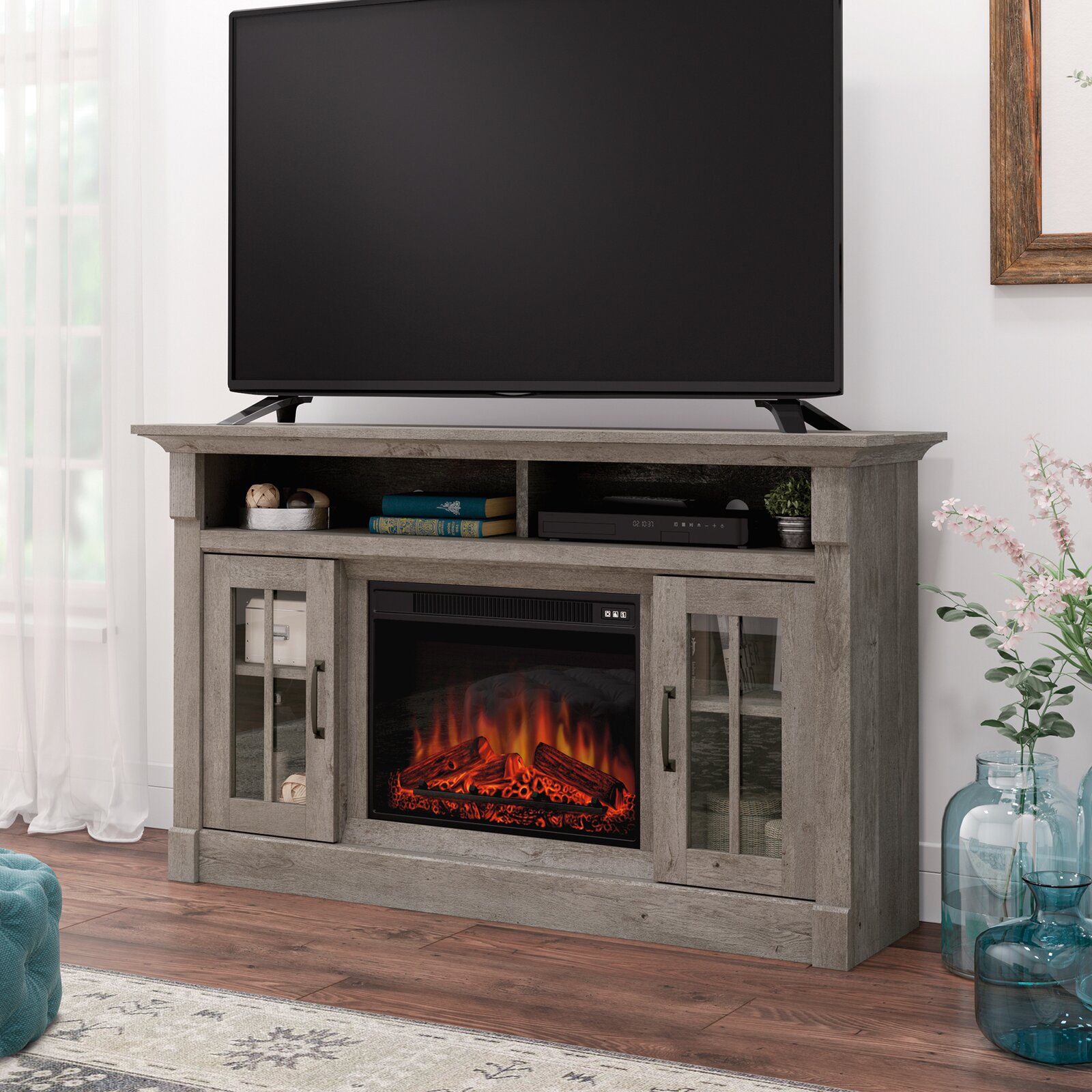 Kell TV Stand for TVs up to 65" with Electric Fireplace Included