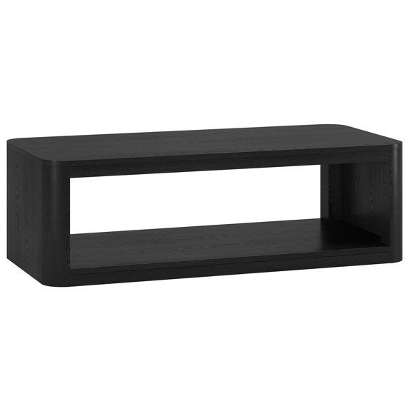 Kellan 47" Wide Rectangular Coffee Table in Black Grain