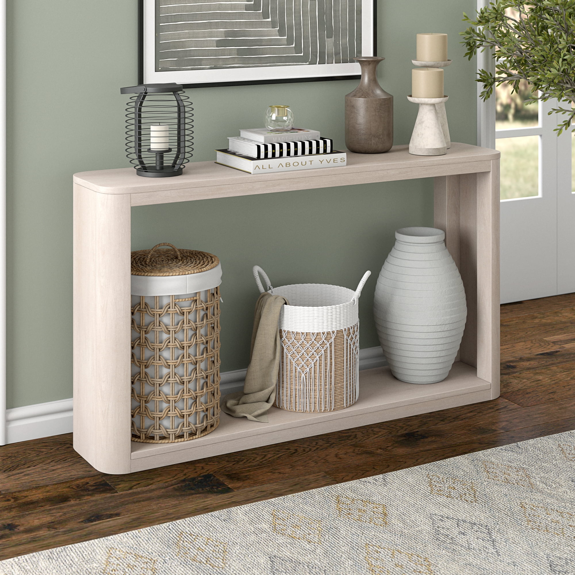 Evelyn&Zoe Modern/Contemporary 52" Wide Alder White Console Table