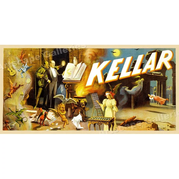 Kellar 1894 Vintage Style Victorian Magic Show Magicians Poster Home Decor Office Wall Art