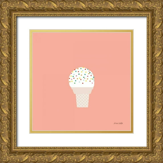 Kelle, Ann 12x12 Gold Ornate Wood Framed with Double Matting Museum Art Print Titled - Ice Cream Cone I