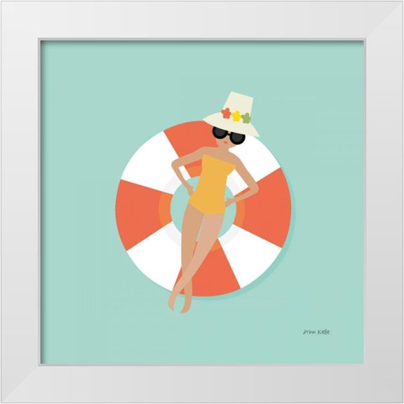 Kelle, Ann 12x12 White Modern Wood Framed Museum Art Print Titled - Floating in the Pool Tube II