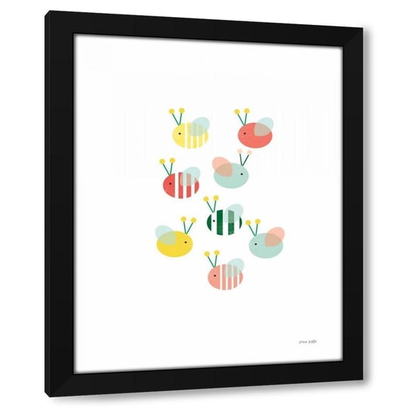 Ann Kelle 12x14 Black Modern Wood Framed Wall Art Titled - Bumblebee Friends