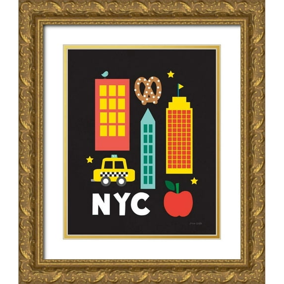 Kelle, Ann 12x14 Gold Ornate Wood Framed with Double Matting Museum Art Print Titled - City Fun NYC