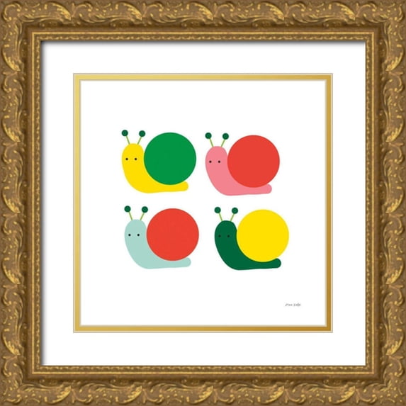 Kelle, Ann 20x20 Gold Ornate Wood Framed with Double Matting Museum Art Print Titled - Snails Four