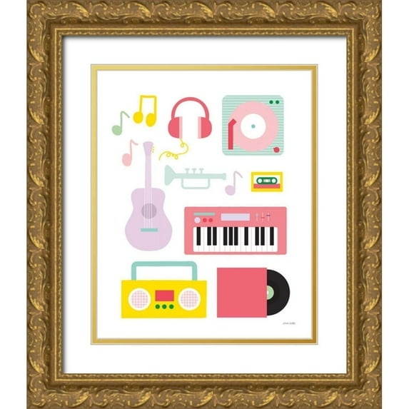 Kelle, Ann 20x24 Gold Ornate Wood Framed with Double Matting Museum Art Print Titled - Lets Listen to Music I