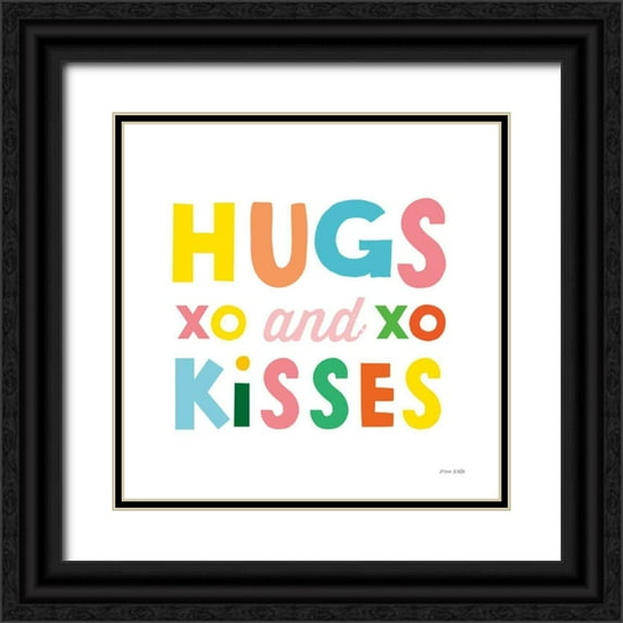 Kelle, Ann 26x26 Black Ornate Wood Framed with Double Matting Museum Art Print Titled - Hugs and Kisses