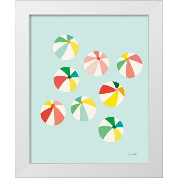 Kelle, Ann 26x32 White Modern Wood Framed Museum Art Print Titled - Beach Umbrellas