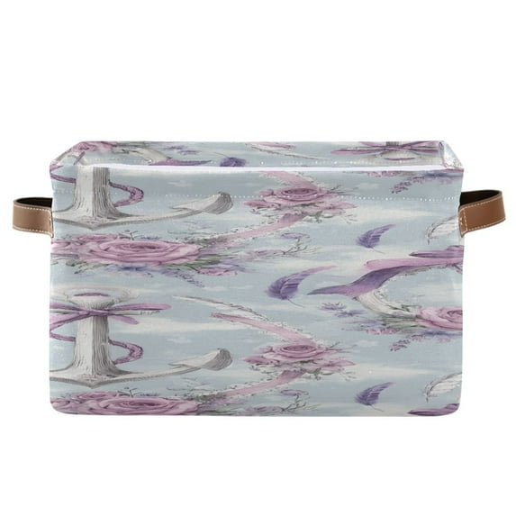 Kellegs with Bows Roses Valentine Square Storage Bins with Handles Collapsible Containing Box 1 Pack